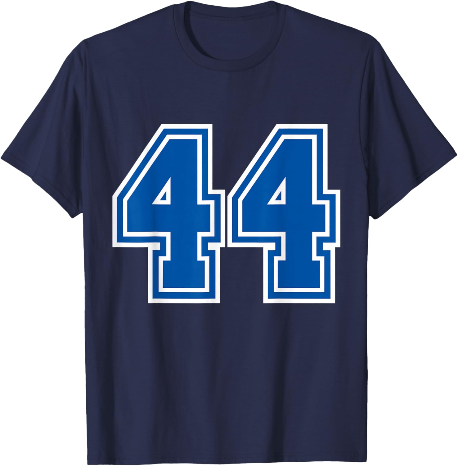 White Blue Sports Team Number 44 T-Shirt - T-Shirt | Navy