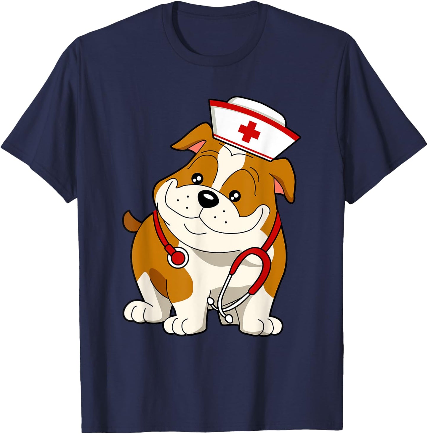 Bulldog Dog Nurse appreciation International Nurse Day Men Women Kids T-Shirt - T-Shirt | Navy