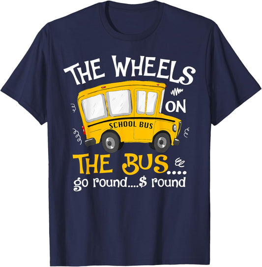 Back To School The Wheels On The Bus Toddler Kids T-Shirt - T-Shirt | Navy