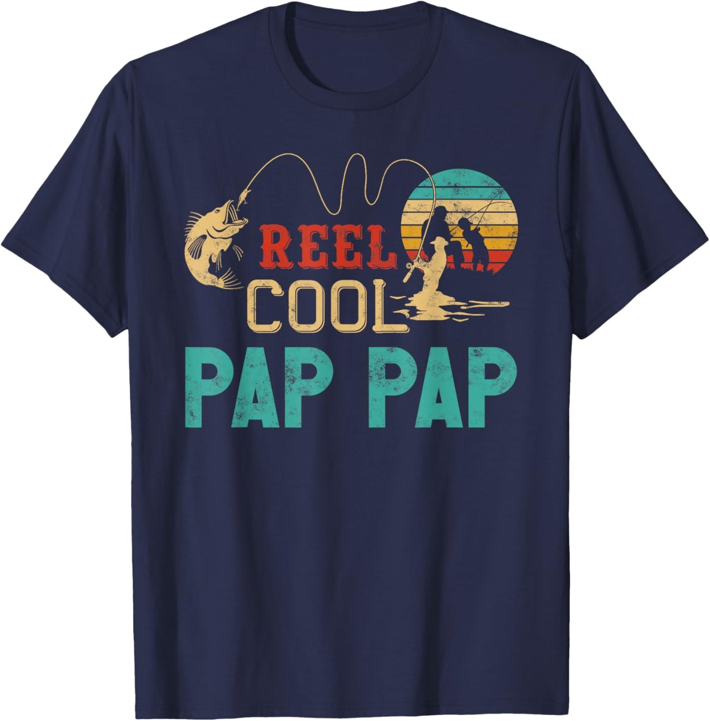 Reel cool Pap Pap Fishing Father’s Day gift Fisherman G-Dad T-Shirt - T-Shirt | Navy
