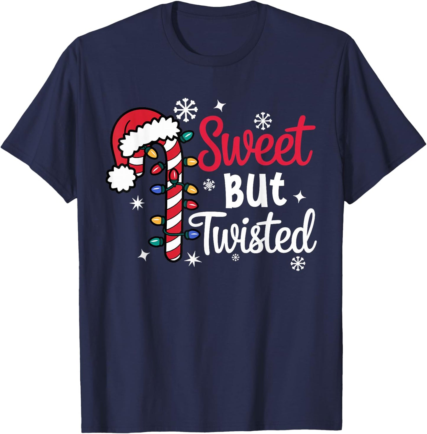 Funny Christmas Candy Cane Sweet But Twisted T-Shirt - T-Shirt | Navy