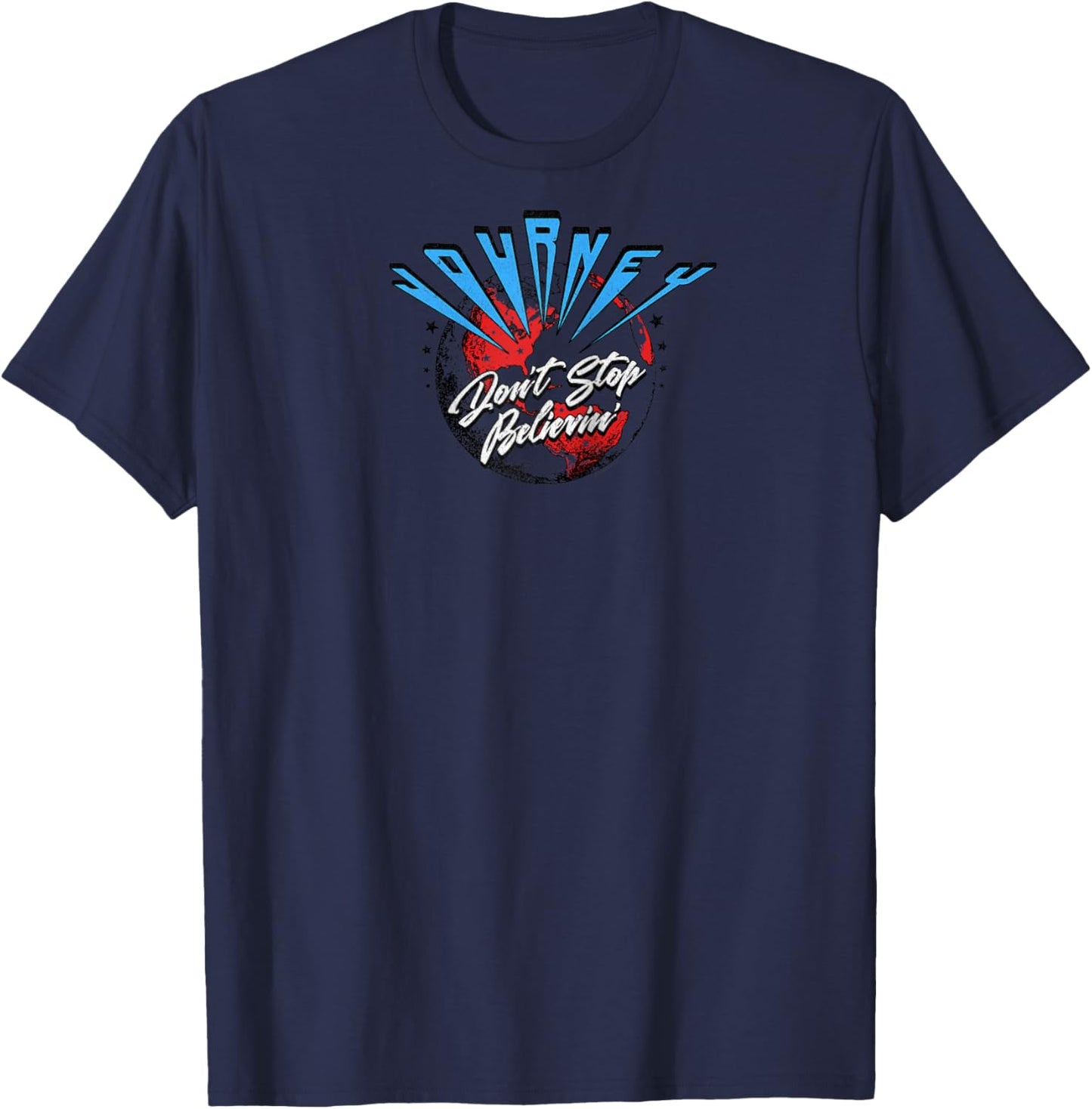 Journey Don't Stop Believin' World Tour Raglan Baseball T-Shirt - T-Shirt | Navy