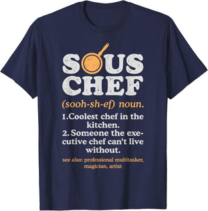 Sous Chef Noun Definition Funny Cooking Term Men Women Cook T-Shirt - T-Shirt | Navy