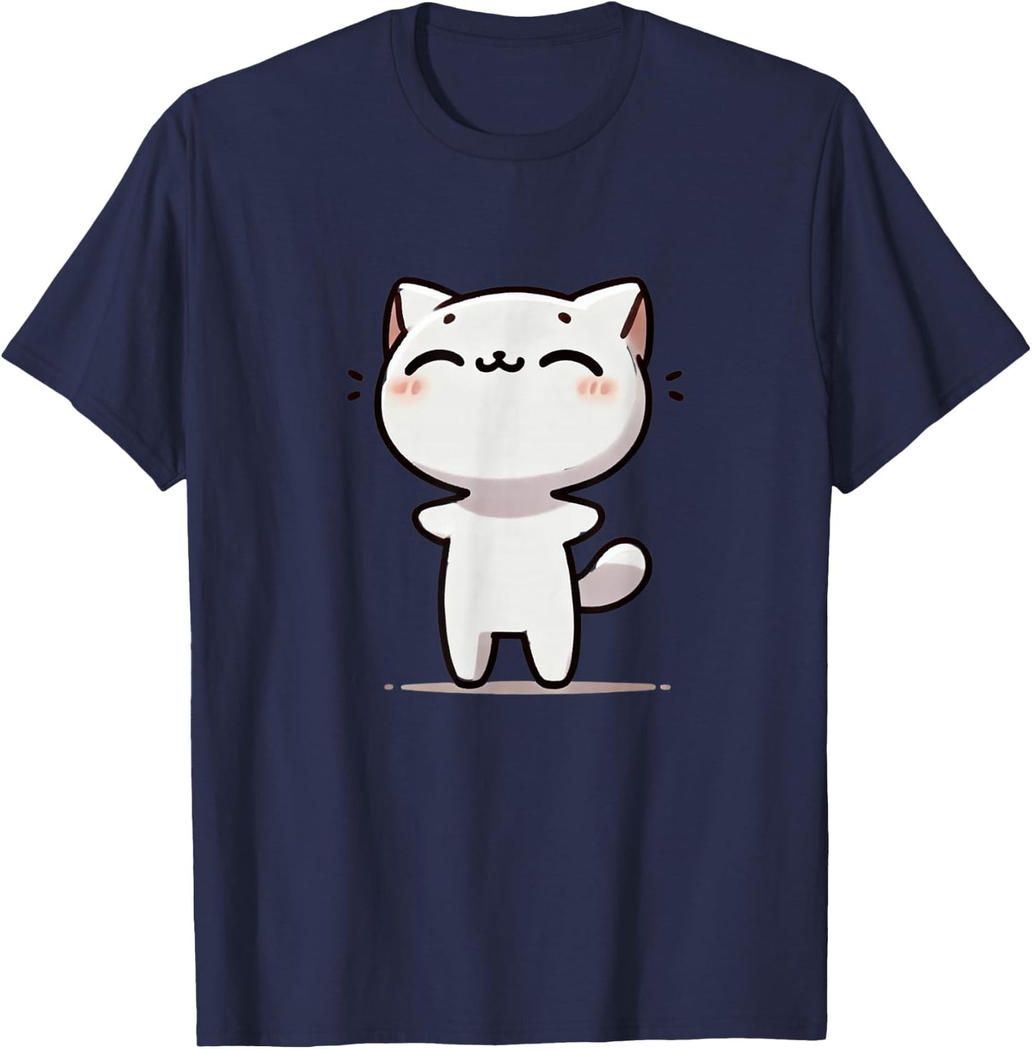 Kawaii Anime Cat Kids T-Shirt - T-Shirt | Navy