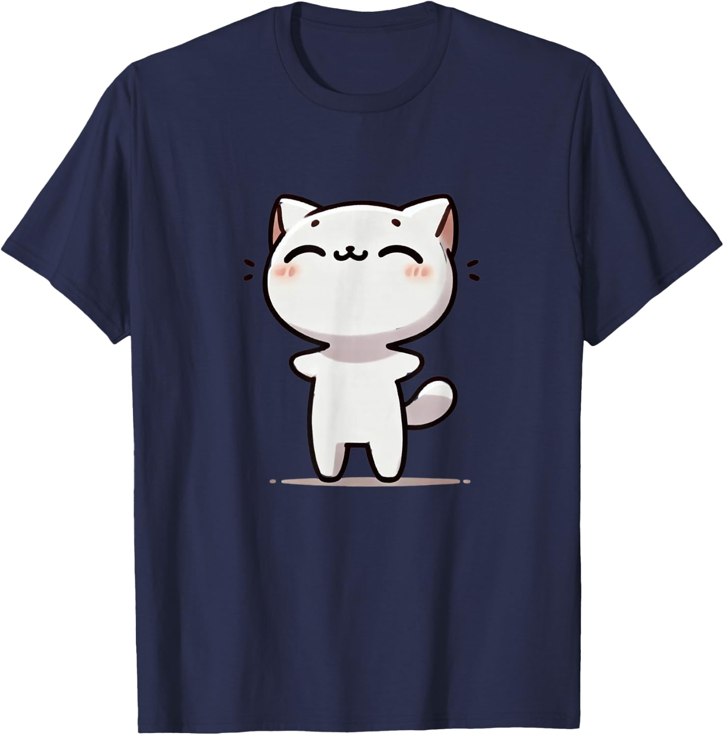 Kawaii Anime Cat Kids T-Shirt - T-Shirt | Navy