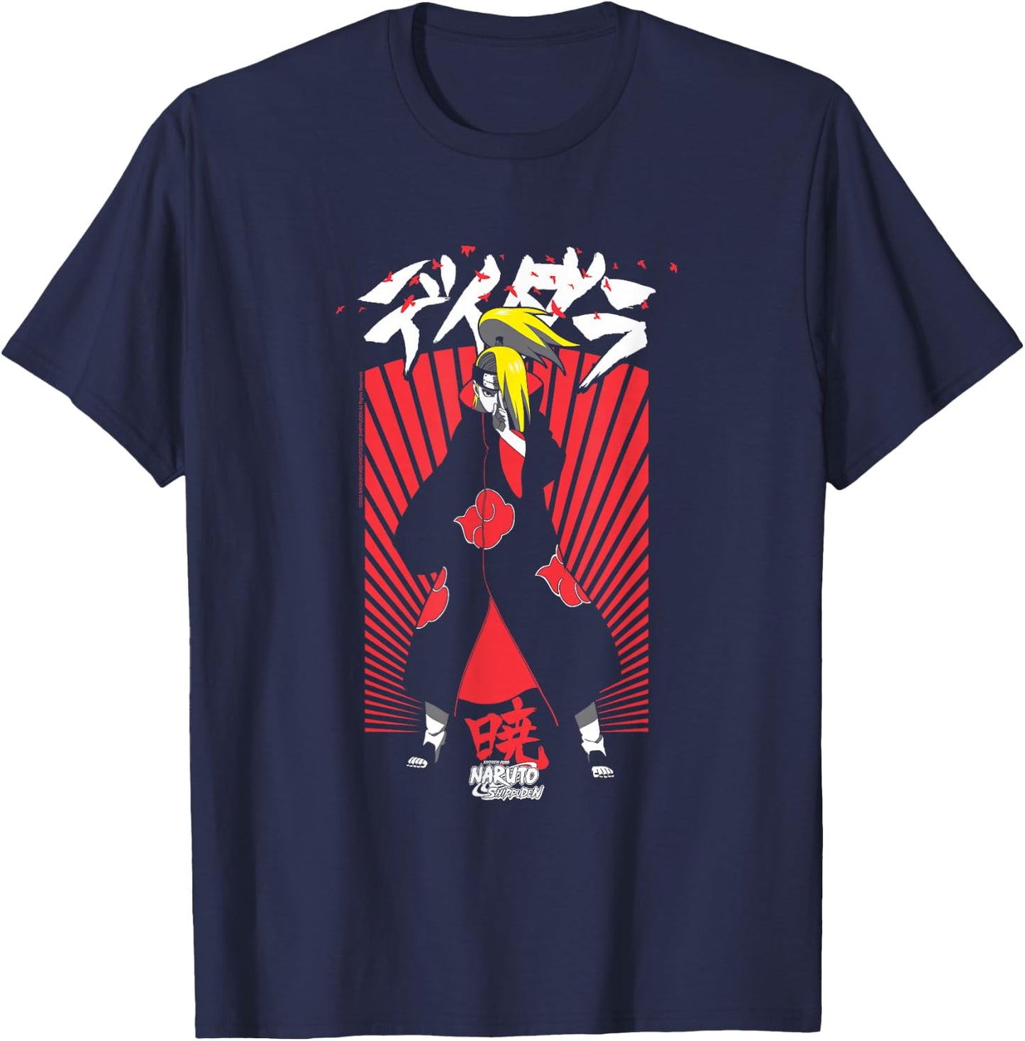 Naruto Shippuden Deidara Jutsu with Kanji Anime T-Shirt - T-Shirt | Navy