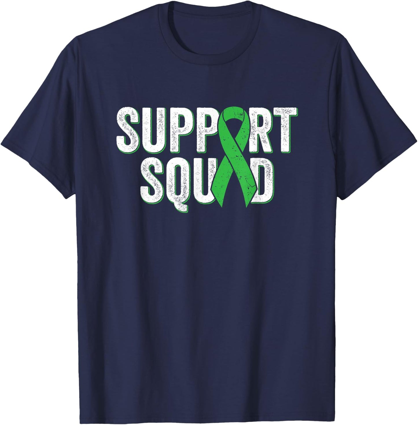 Kidney Disease Support Squad - Green Awareness Ribbon T-Shirt - T-Shirt | Navy