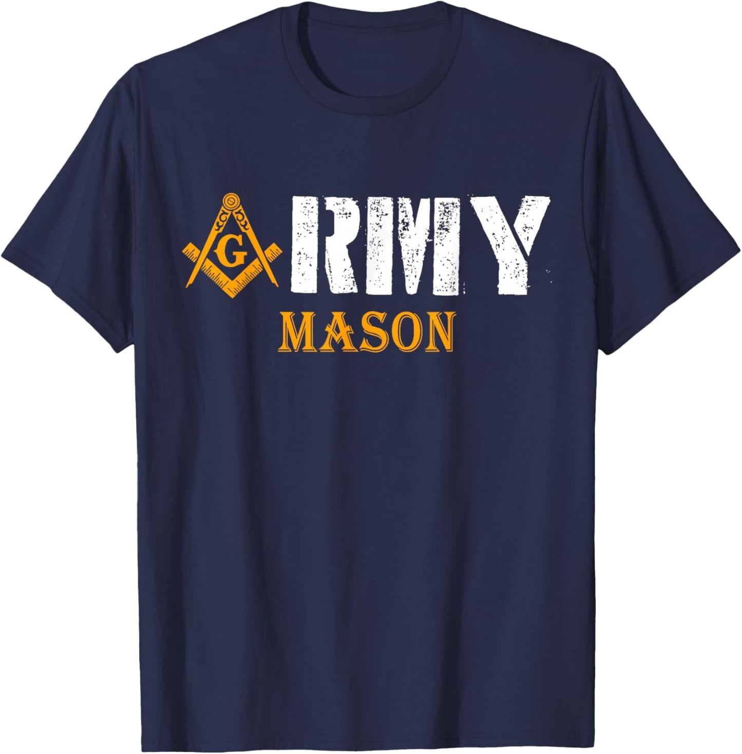 Freemason Army Compass & Square Masonic Symbol Vintage T-Shirt - T-Shirt | Navy