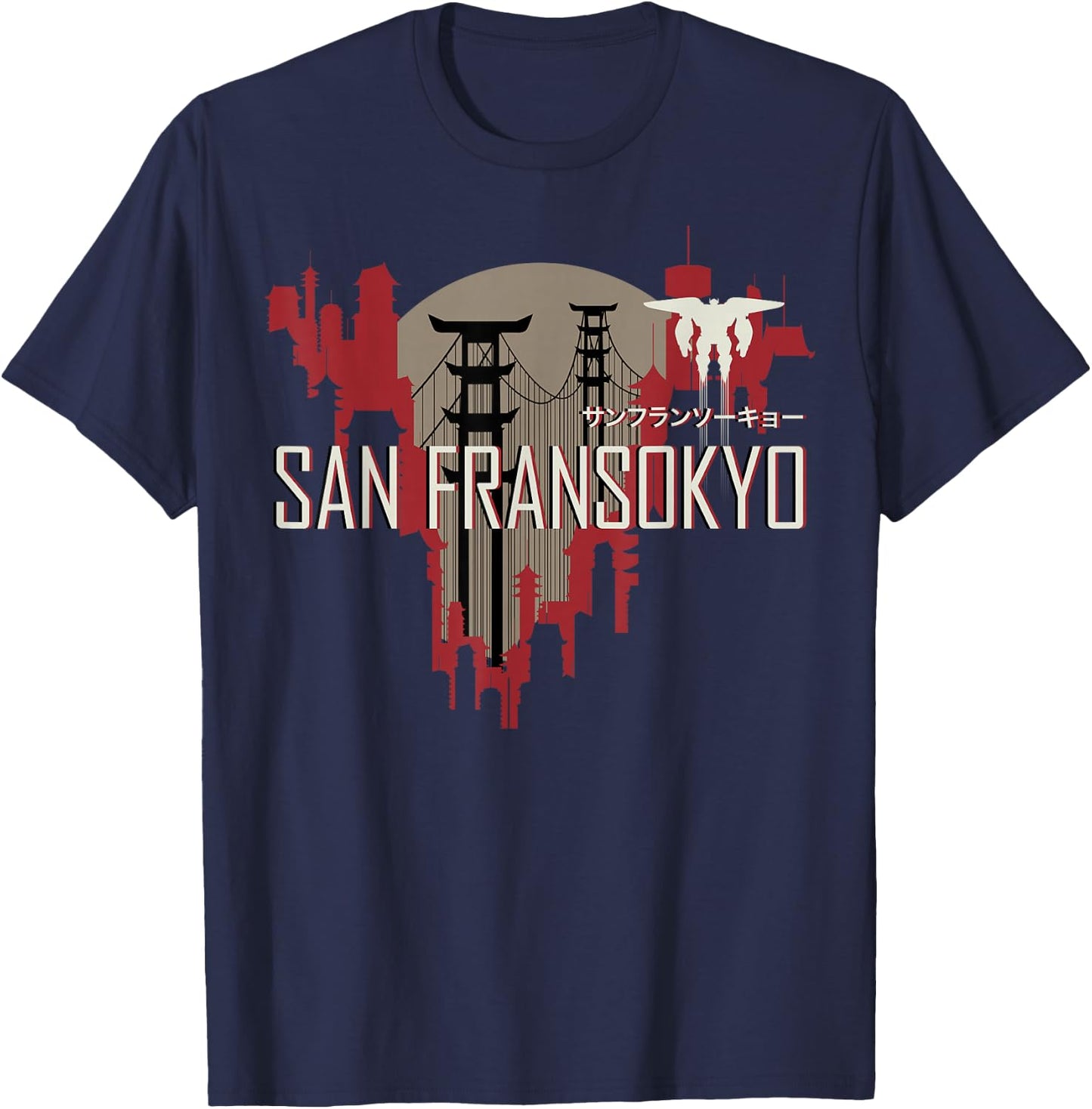 Disney Big Hero 6 San Fransokyo Skyline Silhouette T-Shirt - T-Shirt | Navy