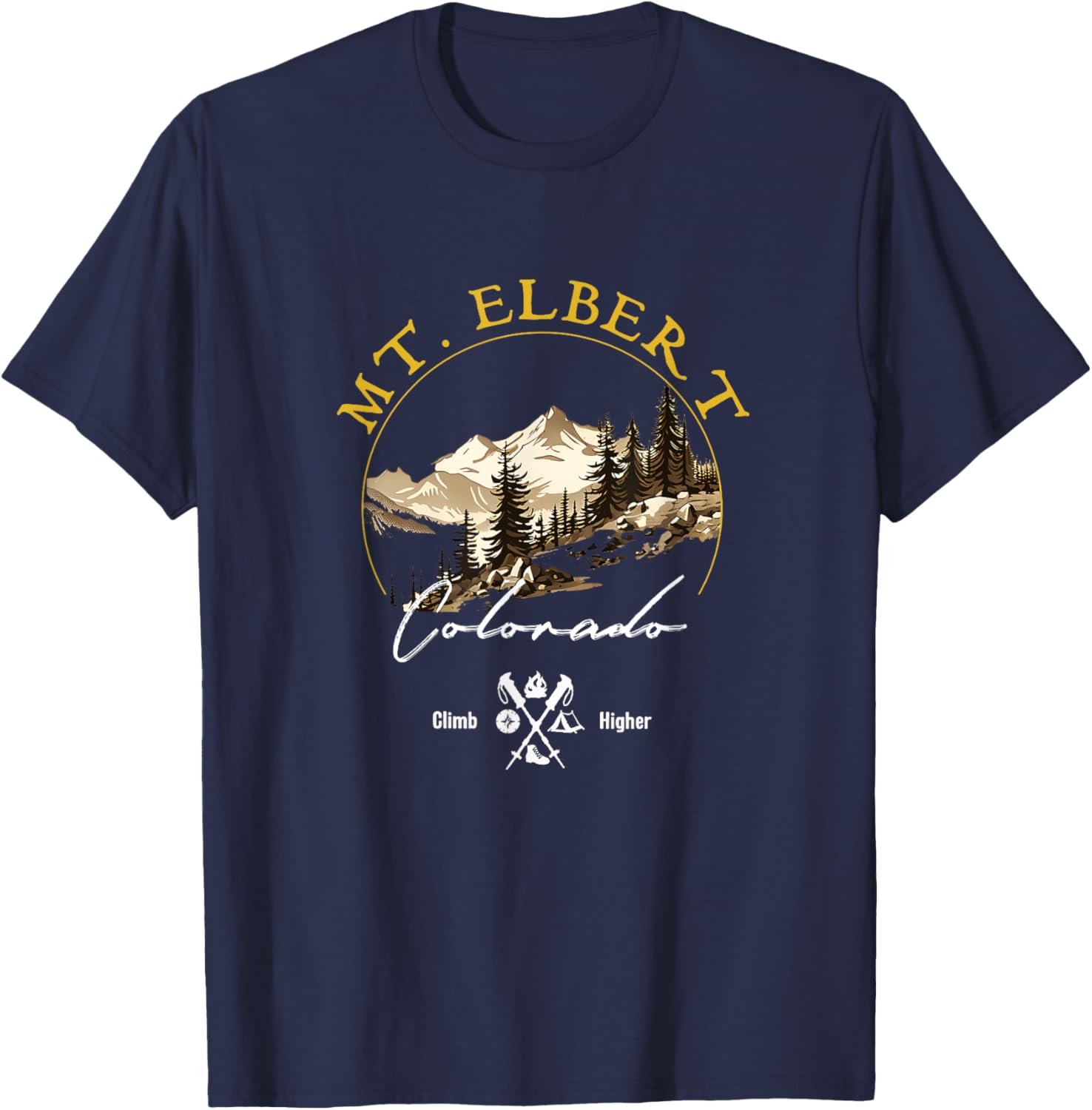 Mt. Elbert Retro Vintage Apparel - Mt. Elbert Souvenir T-Shirt - T-Shirt | Navy