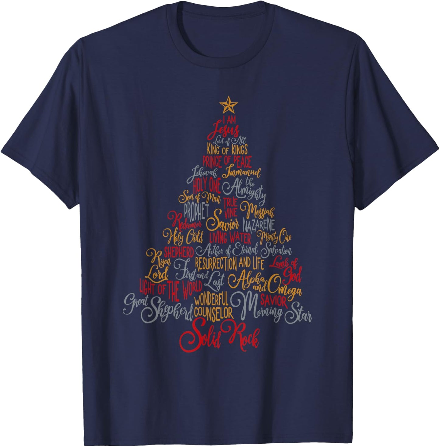 Names Of Jesus Christmas Tree Gift Amazing Xmas Tree Gift T-Shirt - T-Shirt | Navy