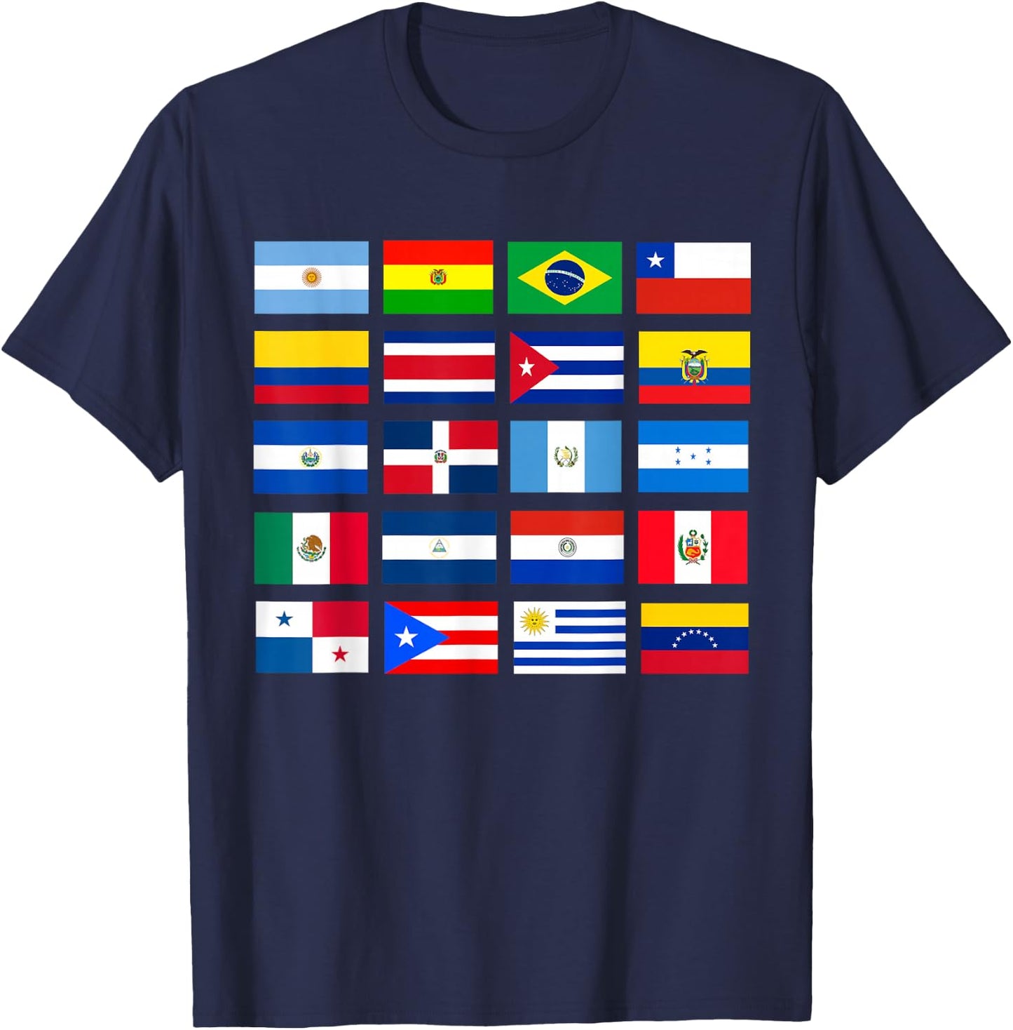 Latin American Flags Hispanic Heritage Month T-Shirt - T-Shirt | Navy