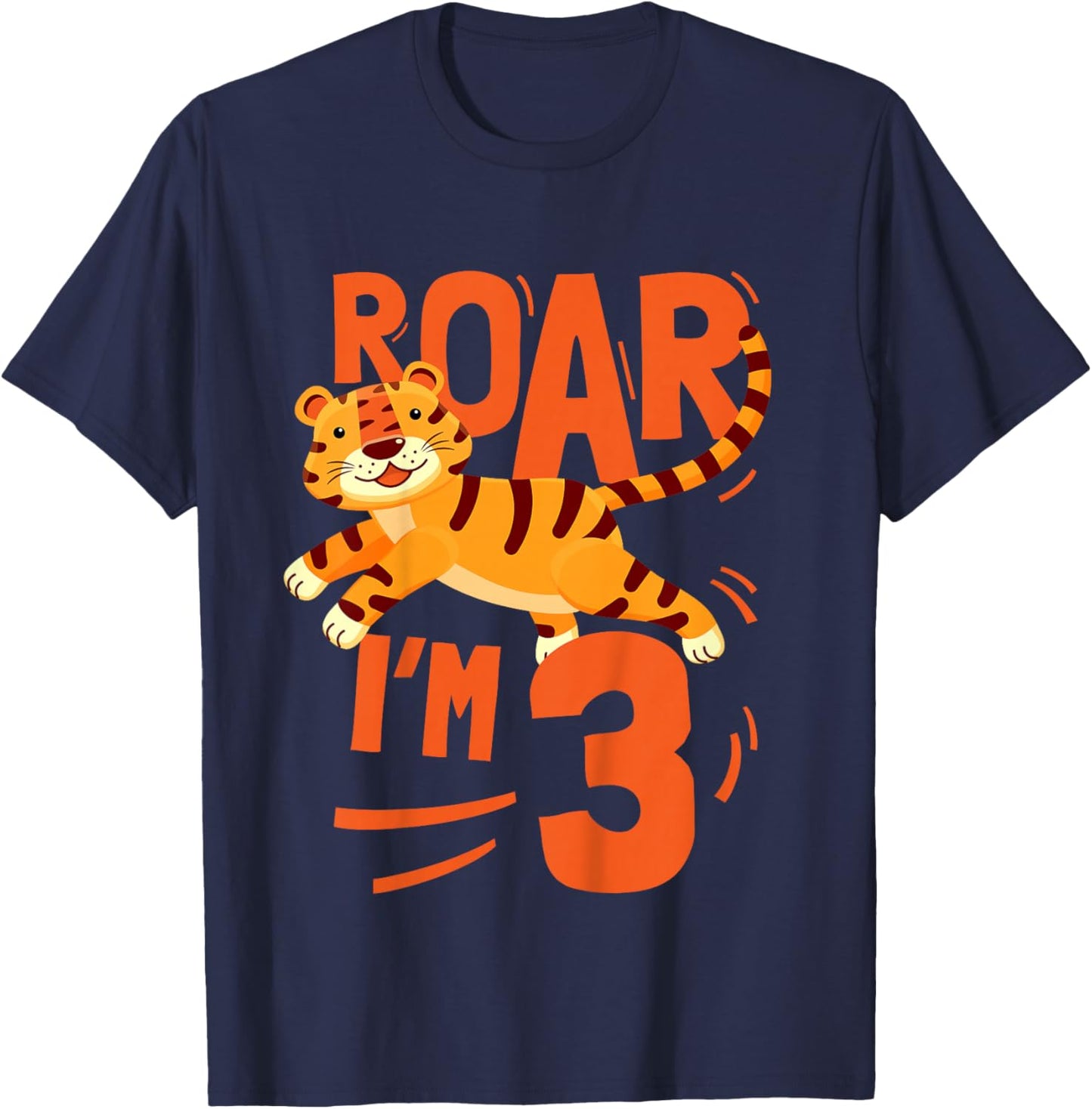 Kids Tiger 3rd Birthday Jungle Party Tiger Age 3 Wild Animal T-Shirt - T-Shirt | Navy