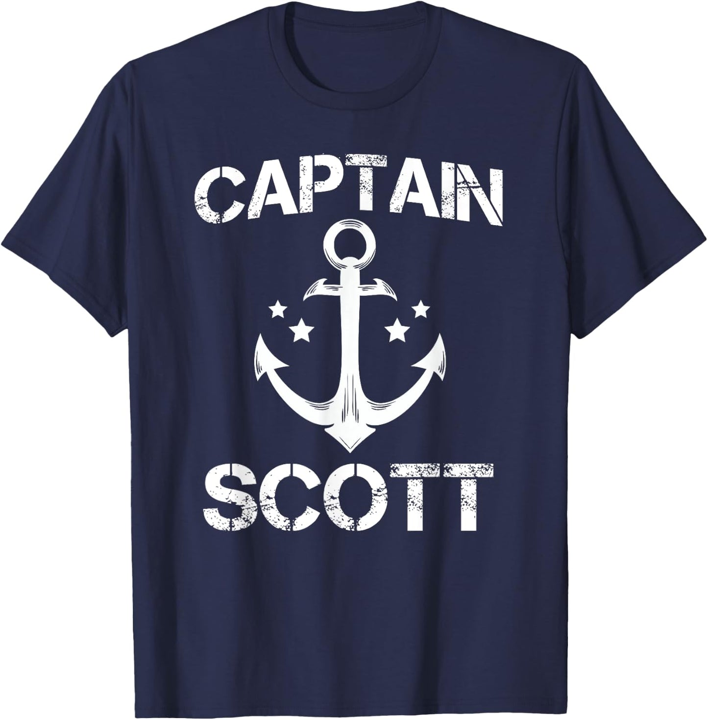 CAPTAIN SCOTT Funny Birthday Personalized Name Boat Gift T-Shirt - T-Shirt | Navy