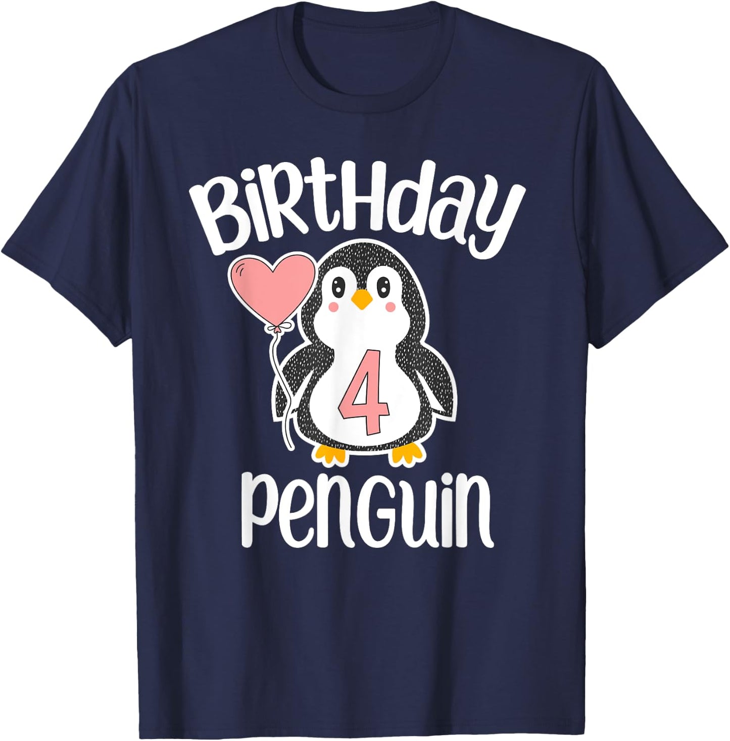 4th Birthday Penguin Shirt - 4 Year Old Birthday T-Shirt - T-Shirt | Navy