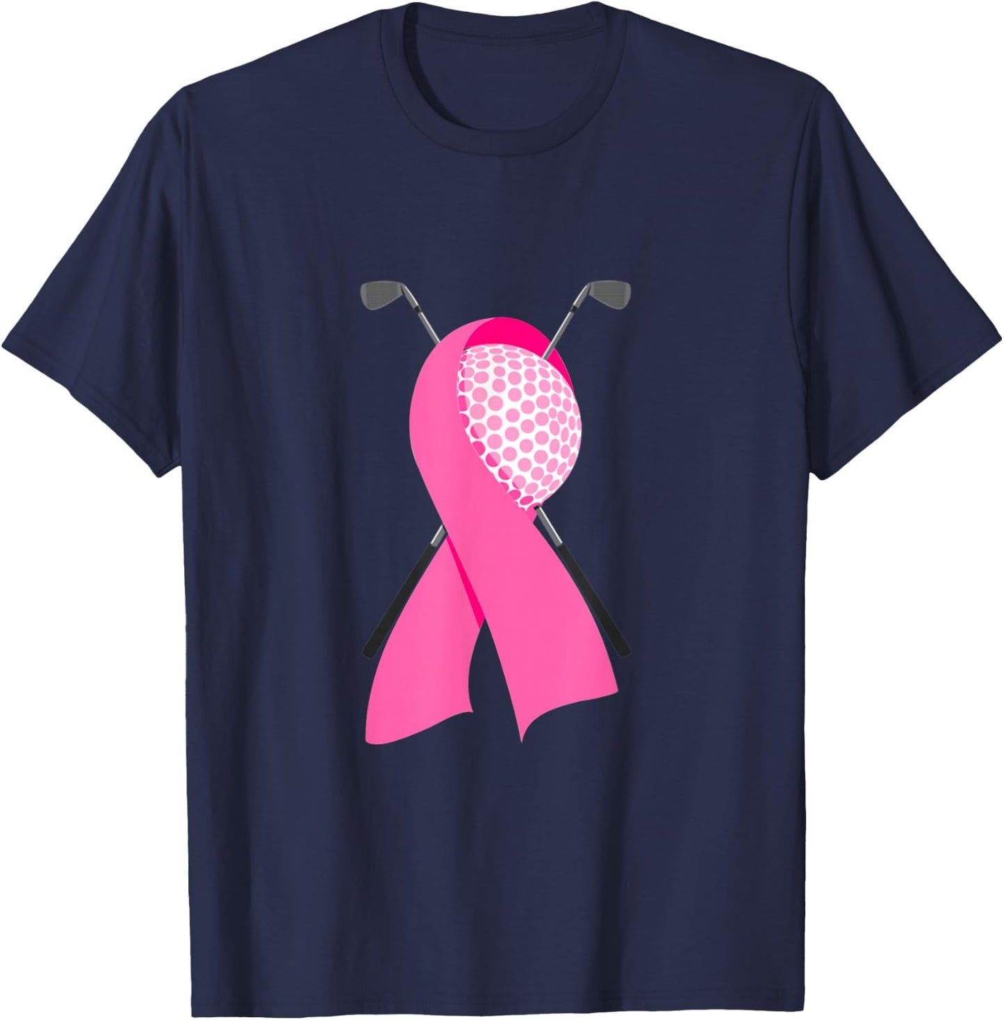 Funny Golf Pink Ribbon Breast Cancer Awareness Support Mom T-Shirt - T-Shirt | Navy