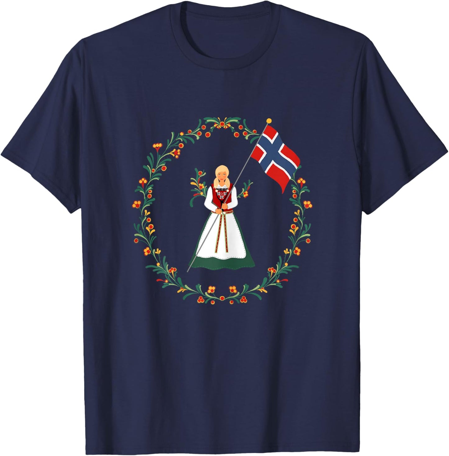 Norway Pride Norwegian Bunad Girl Flag Gift Pride T-Shirt - T-Shirt | Navy