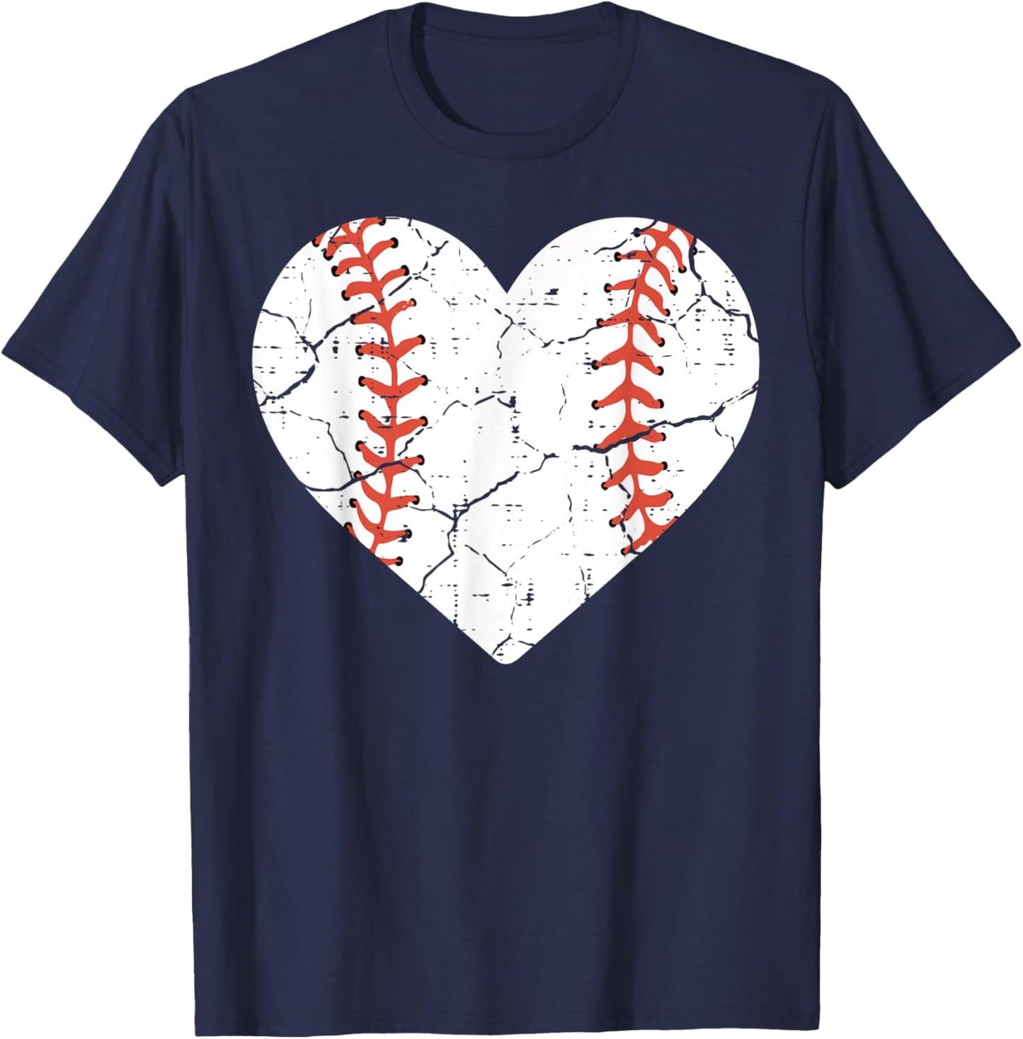 Baseball Heart Sports Player Coach Fan Women Girls T-Shirt - T-Shirt | Navy