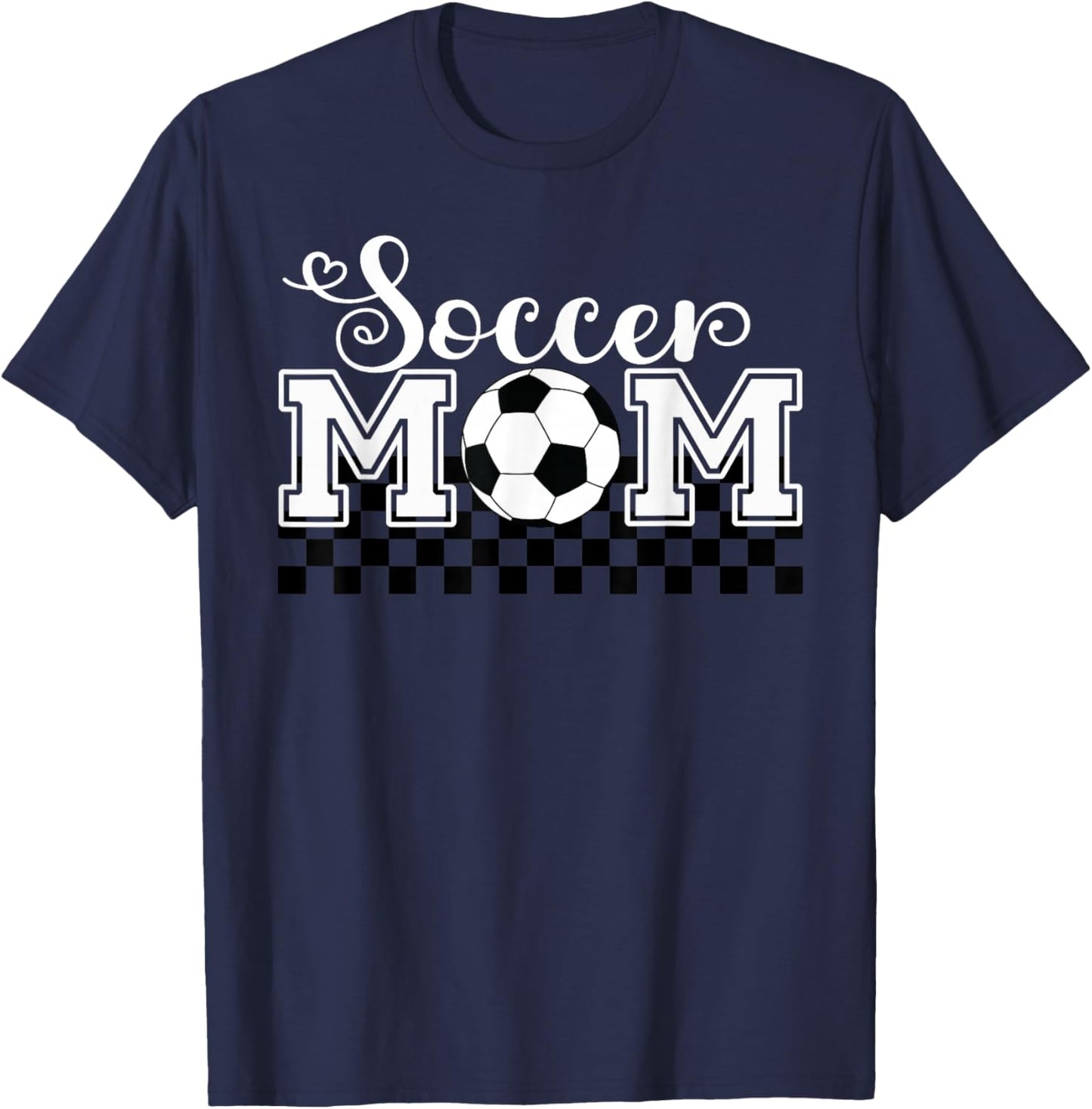 Soccer Mom Soccer Mama Checkered Mothers Day Retro T-Shirt - T-Shirt | Navy