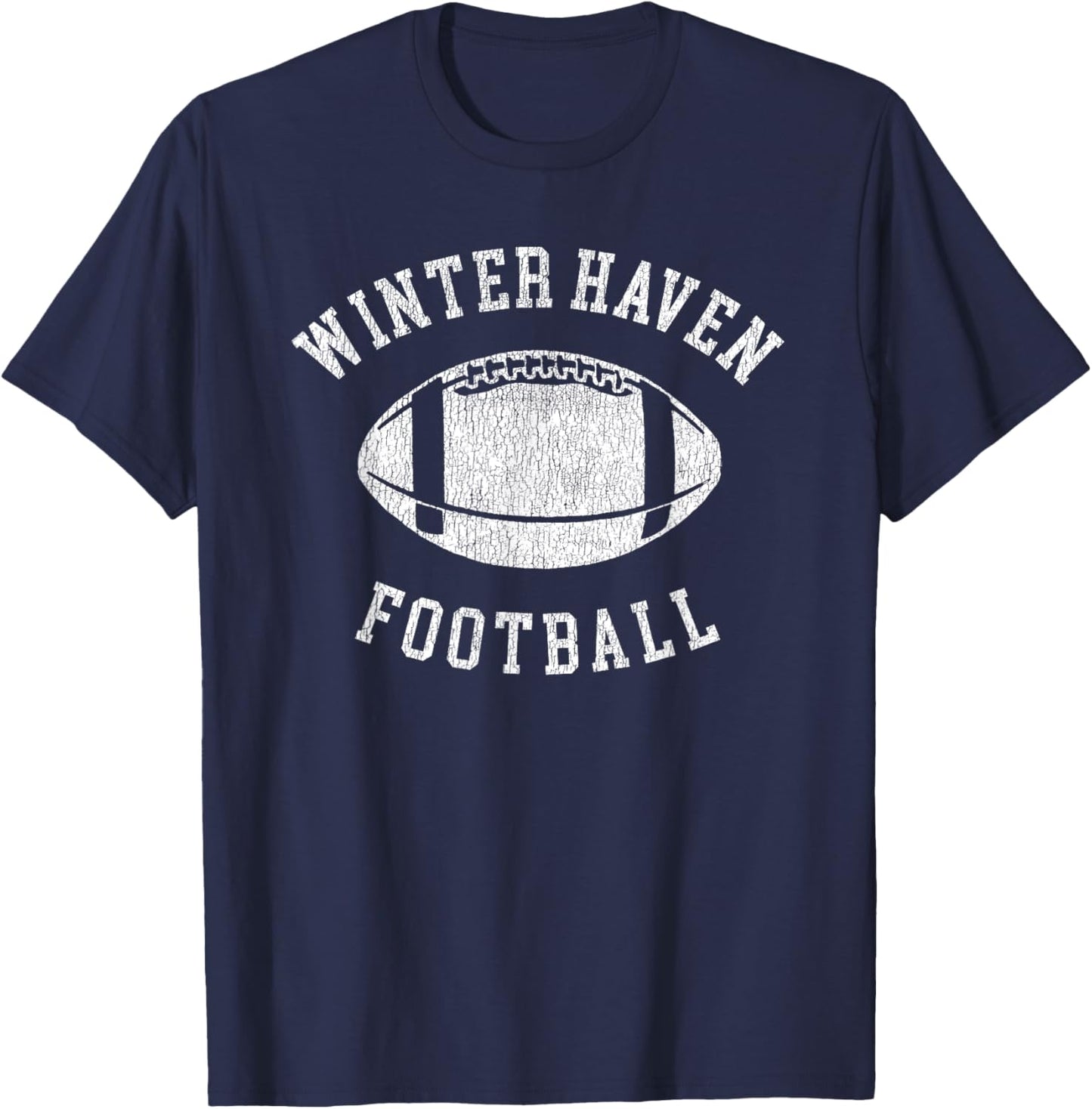 Winter Haven Football Distressed Vintage 80's Throwback T-Shirt - T-Shirt | Navy