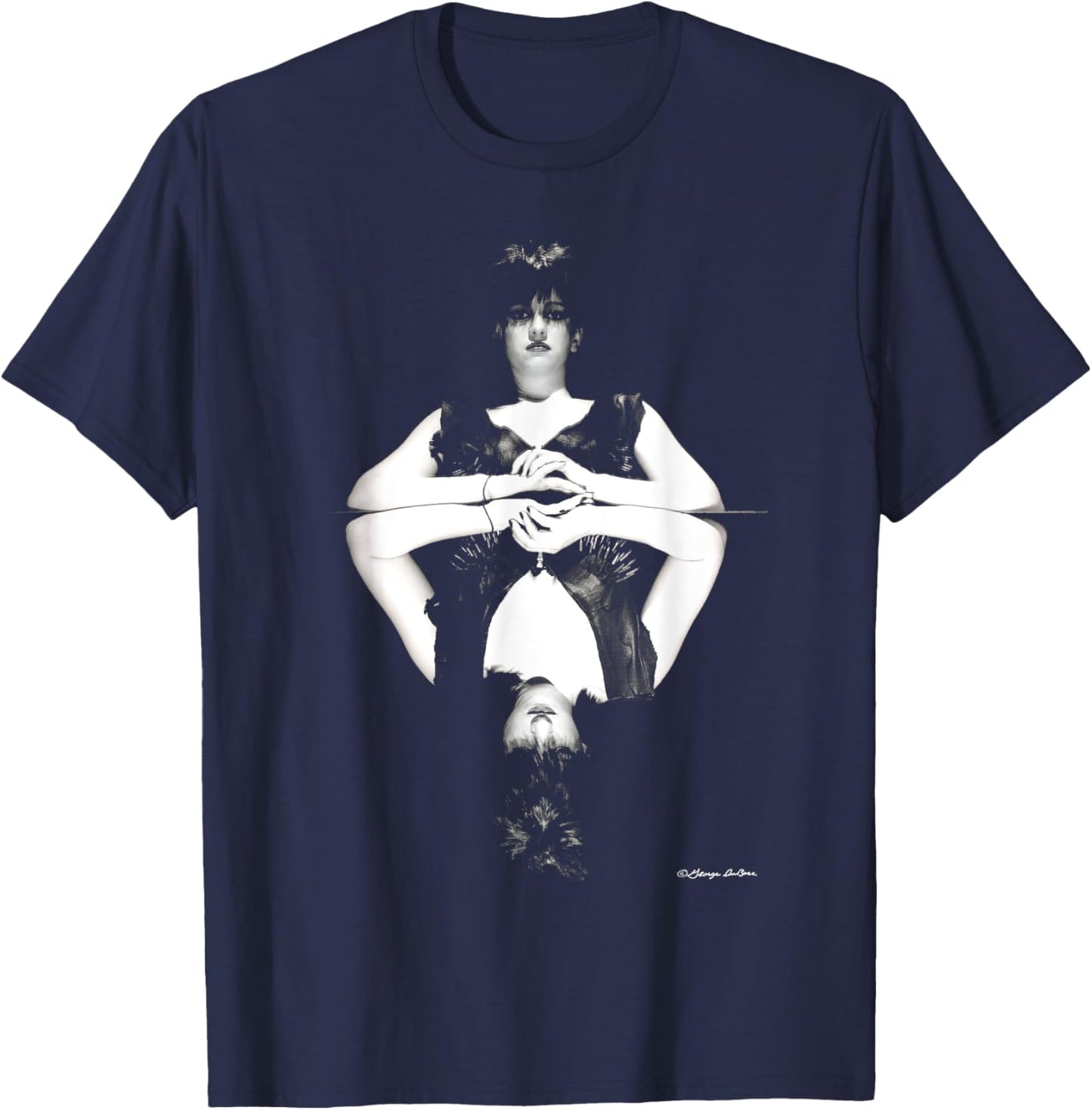 Lydia Lunch Queen Of Siam Outtake B&W By George DuBose T-Shirt - T-Shirt | Navy