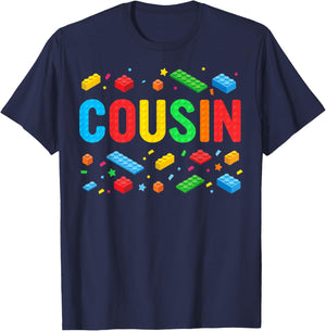 Cousin Master Builder Building Bricks Blocks Family Matching T-Shirt - T-Shirt | Navy