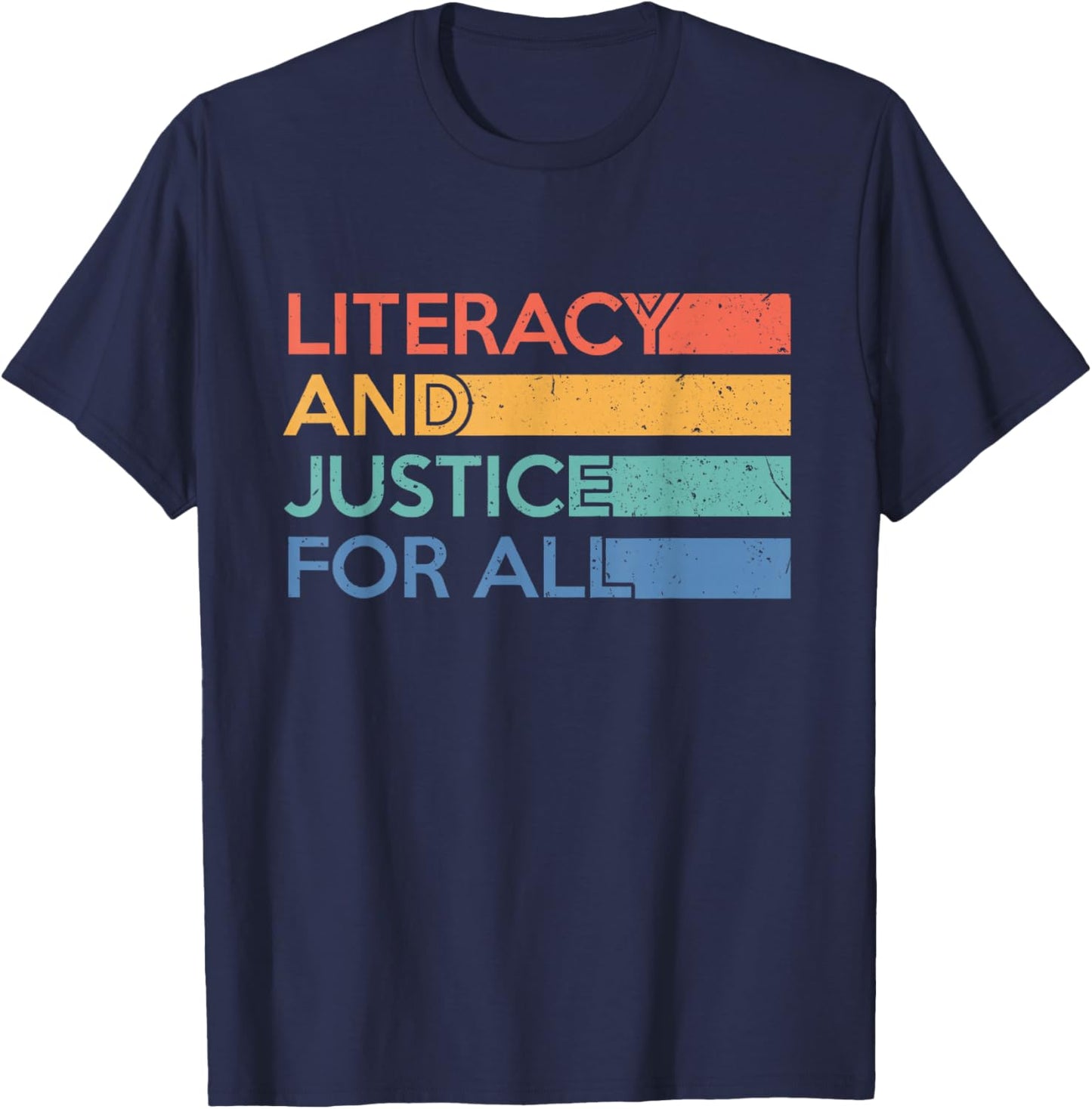 Literacy and Justice for All Reading Book Club Librarian T-Shirt - T-Shirt | Navy