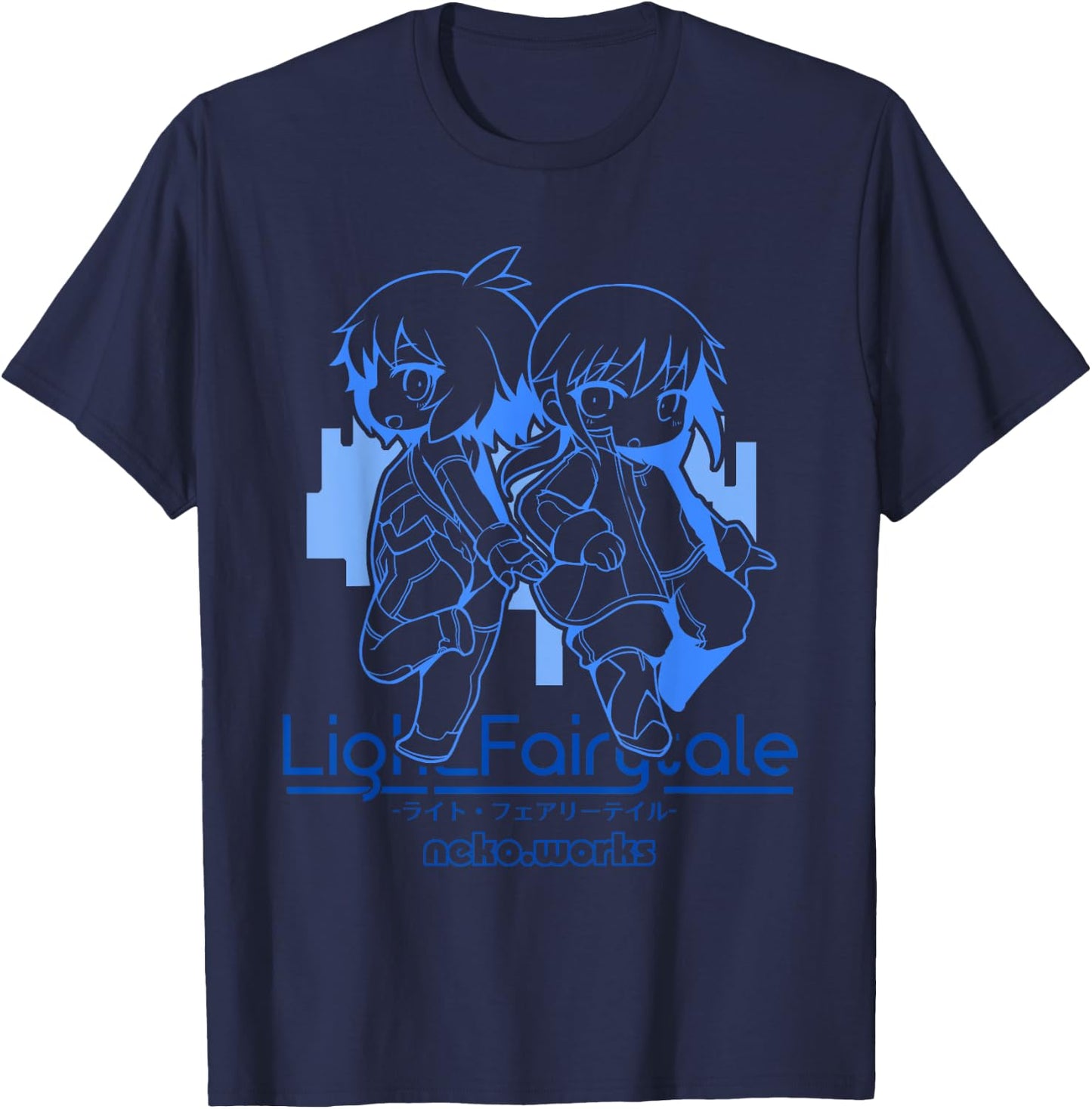 Light Fairytale - Chibi Haru & Kuroko (Front Only) T-Shirt - T-Shirt | Navy
