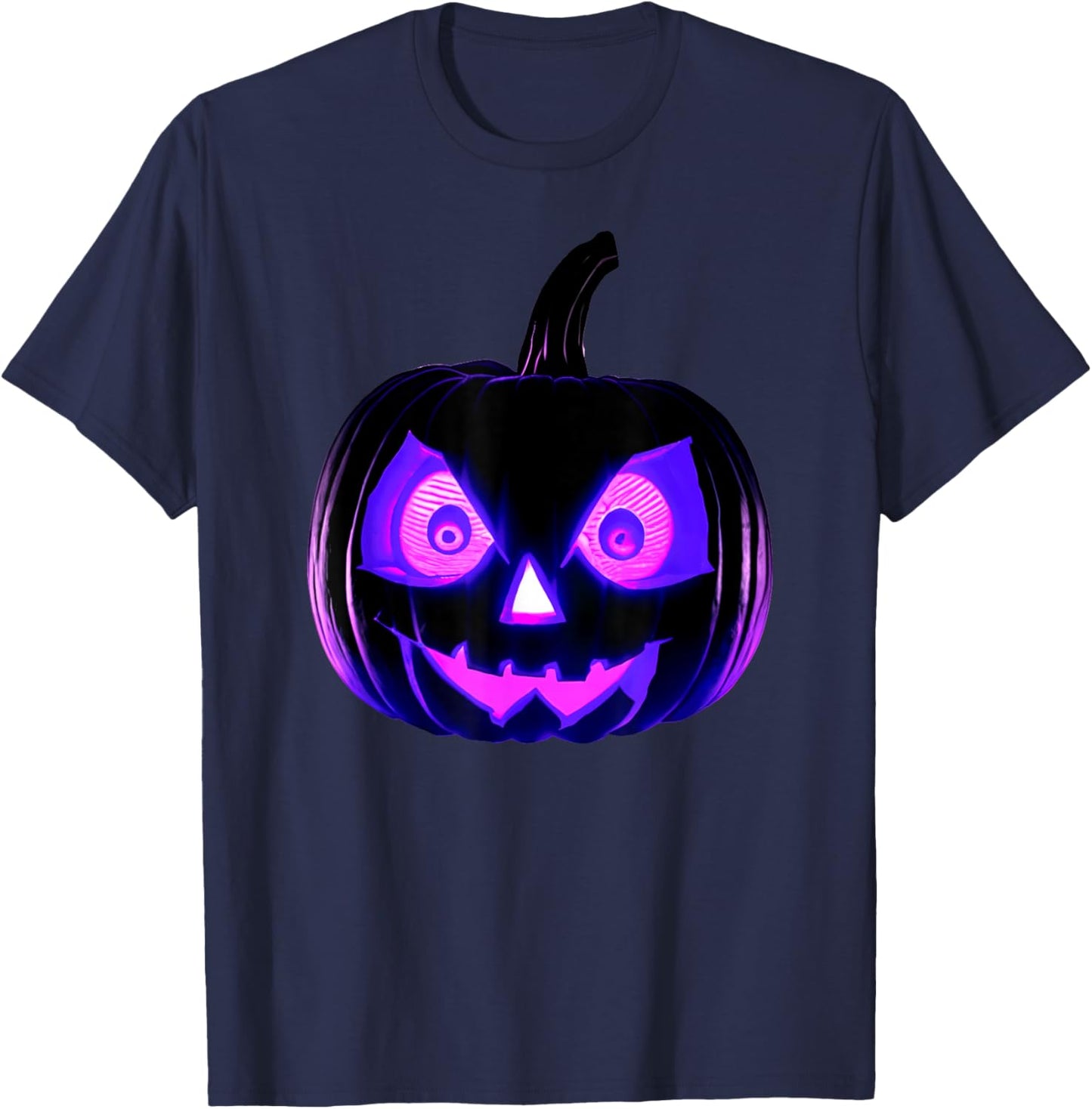 Scary Halloween Pumpkin Funny Design for Halloween T-Shirt - T-Shirt | Navy