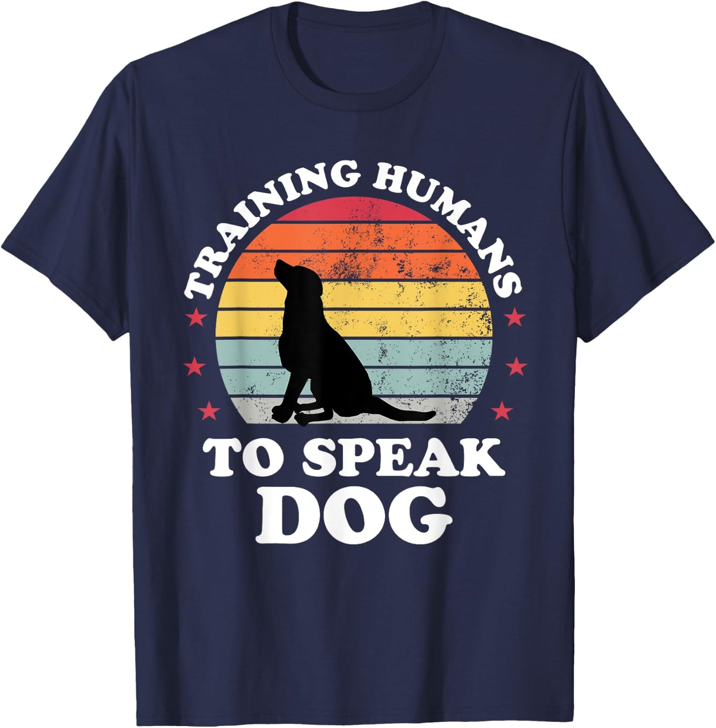 Retro Dog Commands Obedience Training Funny Dog Trainer T-Shirt - T-Shirt | Navy
