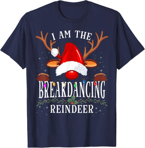 I Am The Breakdancing Reindeer Christmas Family T-Shirt - T-Shirt | Navy