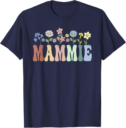 Mammie Gifts Women Wildflower Floral Design Mammie T-Shirt - T-Shirt | Navy