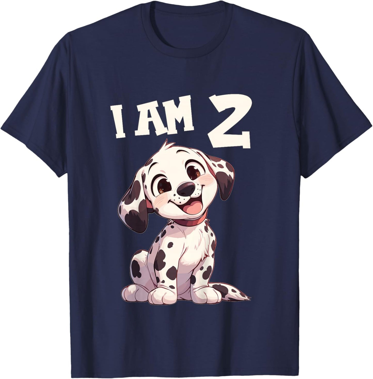 Kids 2 Years old 2th birthday Dalmatian Dogs Dalmatian Dog T-Shirt - T-Shirt | Navy