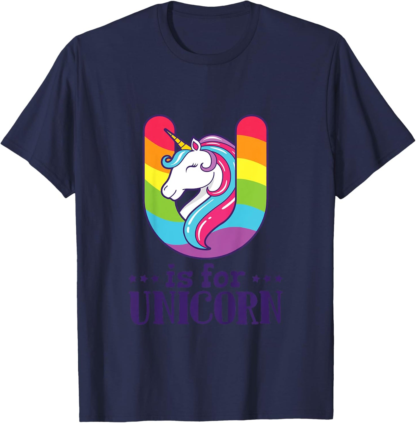 U Is For Unicorn Alphabet T-Shirt - T-Shirt | Navy