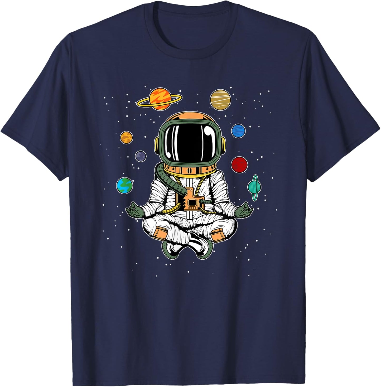Funny Yoga Meditating Astronaut Yogist Gift Men Women Kids T-Shirt - T-Shirt | Navy
