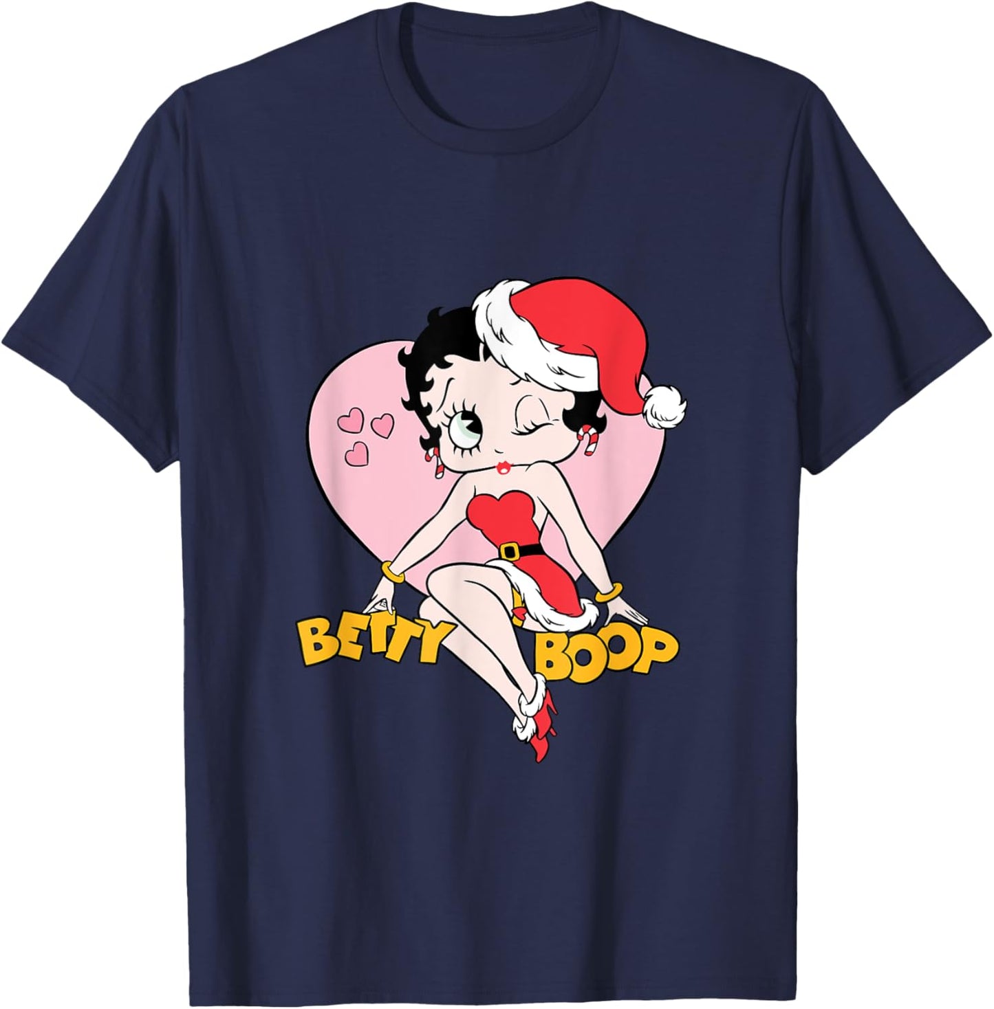 Betty Boop Christmas Heart Wink T-Shirt - T-Shirt | Navy