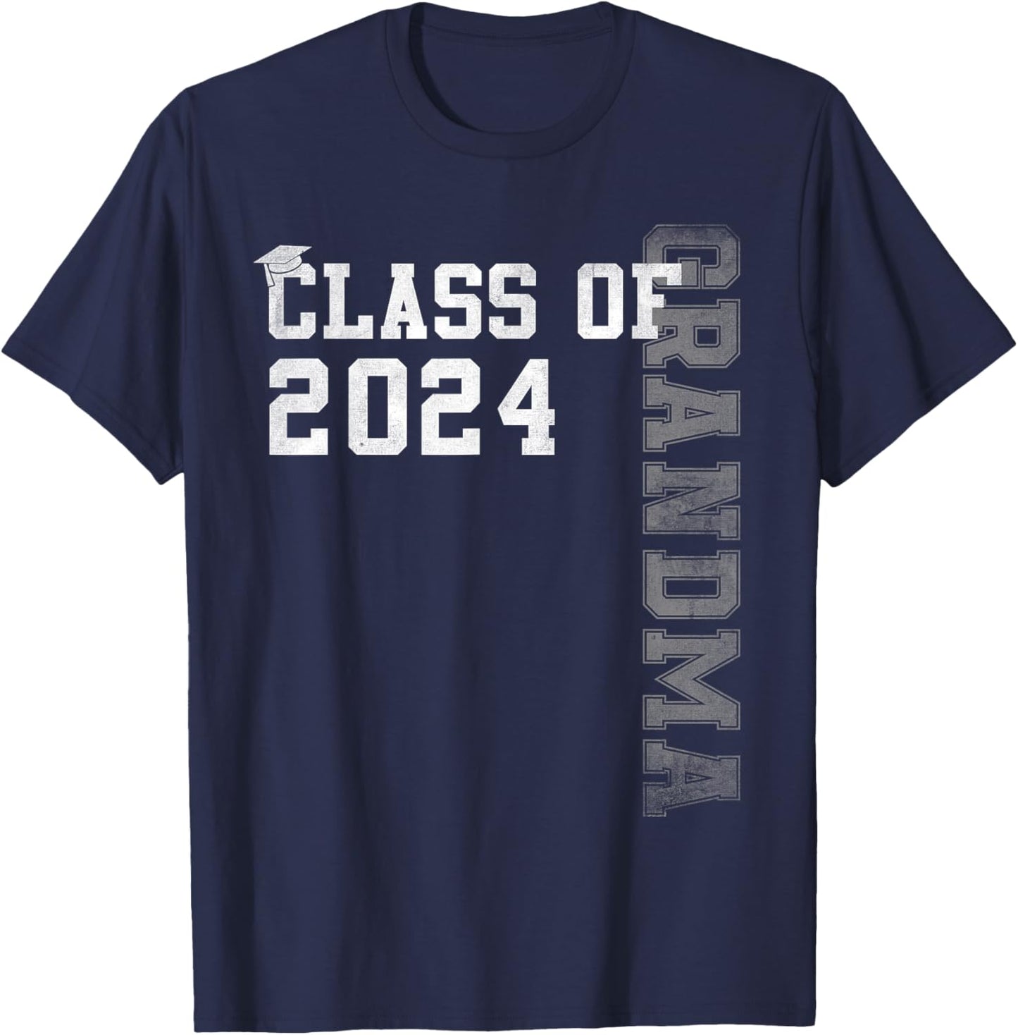 Grandma Senior 24 Proud Grandma Of A Class Of 2024 Graduate T-Shirt - T-Shirt | Navy