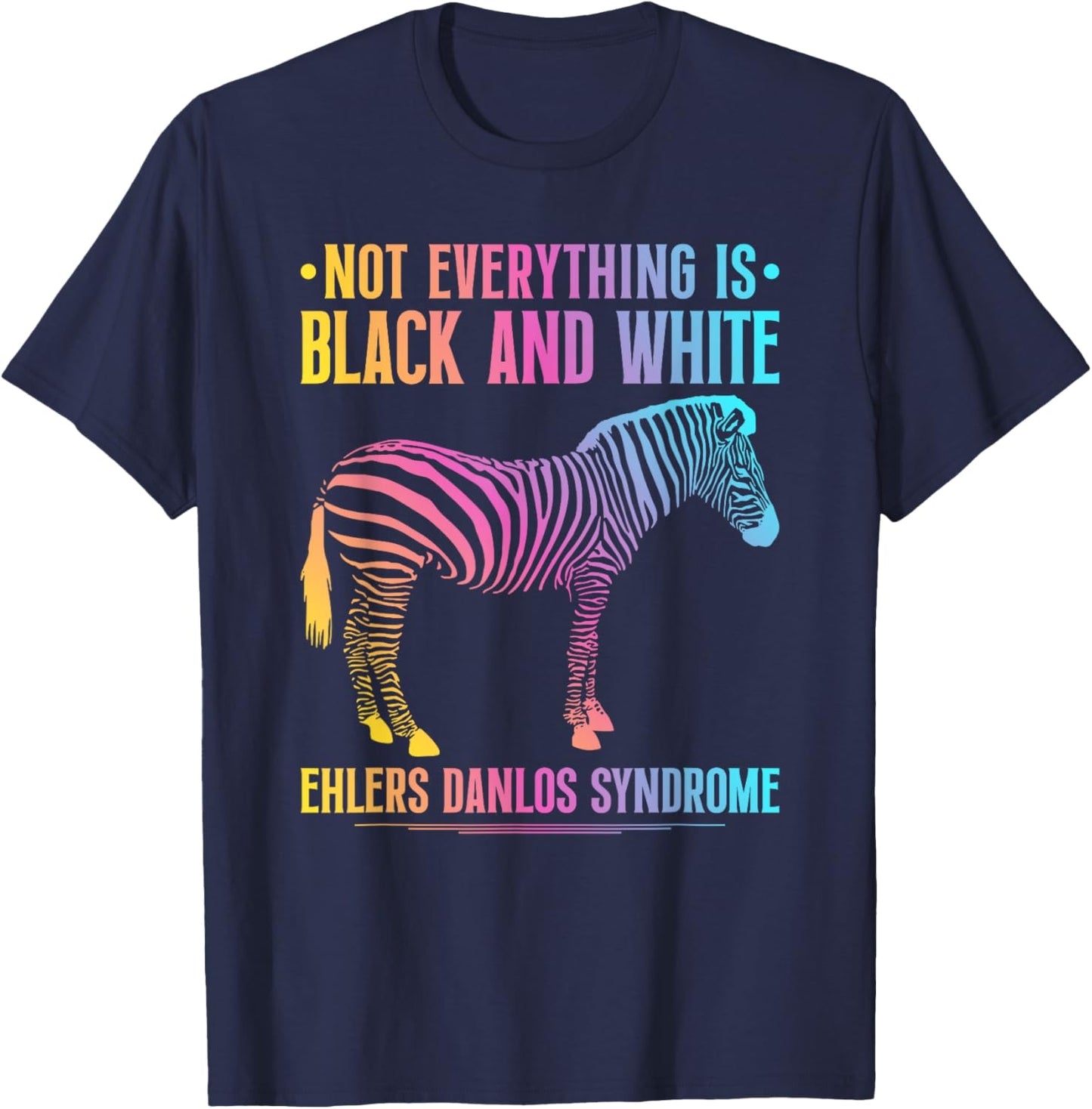 Ehlers Danlos Syndrome Black And White EDS Zebra T-Shirt - T-Shirt | Navy