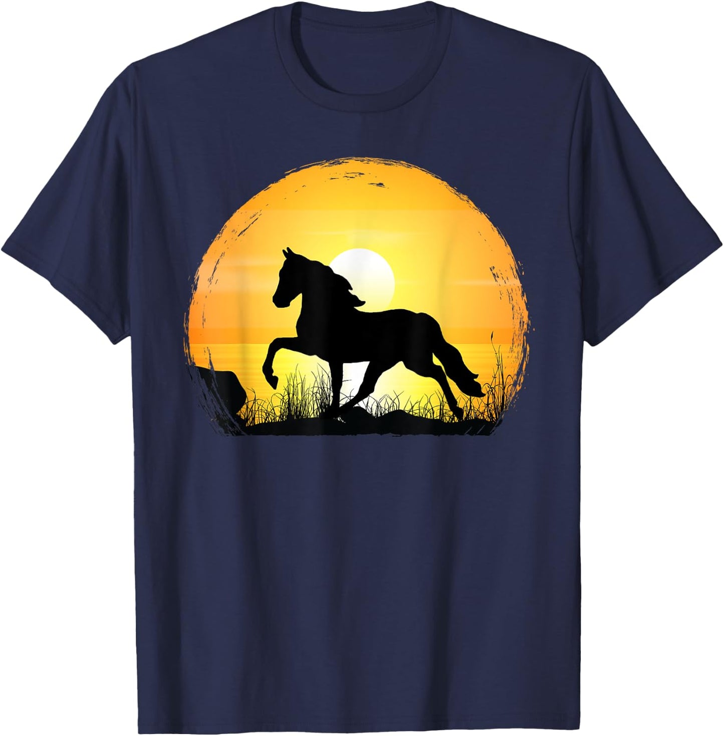 Sunset Horse Breed Silhouette - Tennessee Walker T-Shirt - T-Shirt | Navy