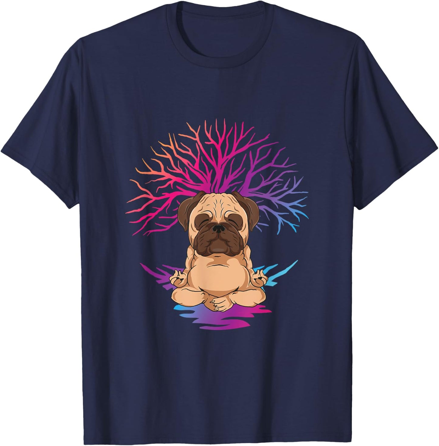 Yoga Pug for meditating dog owner Women Kids T-Shirt - T-Shirt | Navy