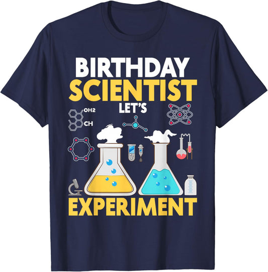 Birthday Shrit For Boys Girls Science Theme Let's Experiment T-Shirt - T-Shirt | Navy