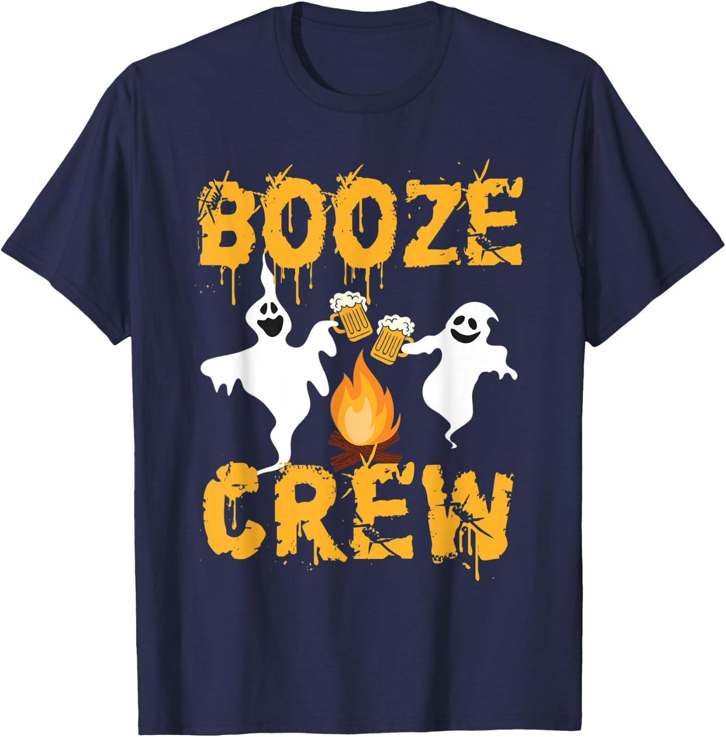 Booze Crew – Halloween Beer Drinke Ghost Camping Lover T-Shirt - T-Shirt | Navy