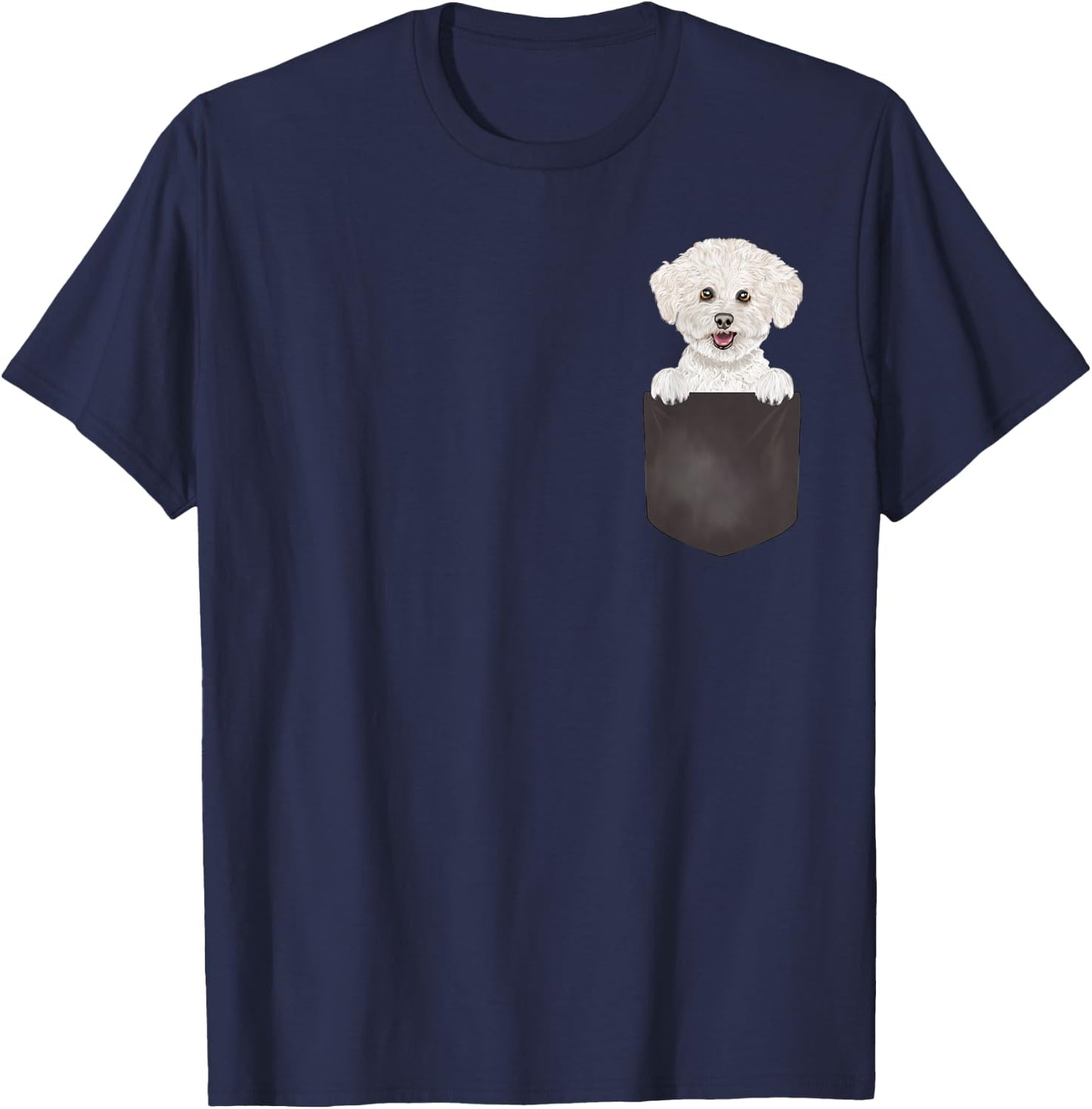 Dog in Pocket Funny Dog Lover Bichons Frise T-Shirt - T-Shirt | Navy