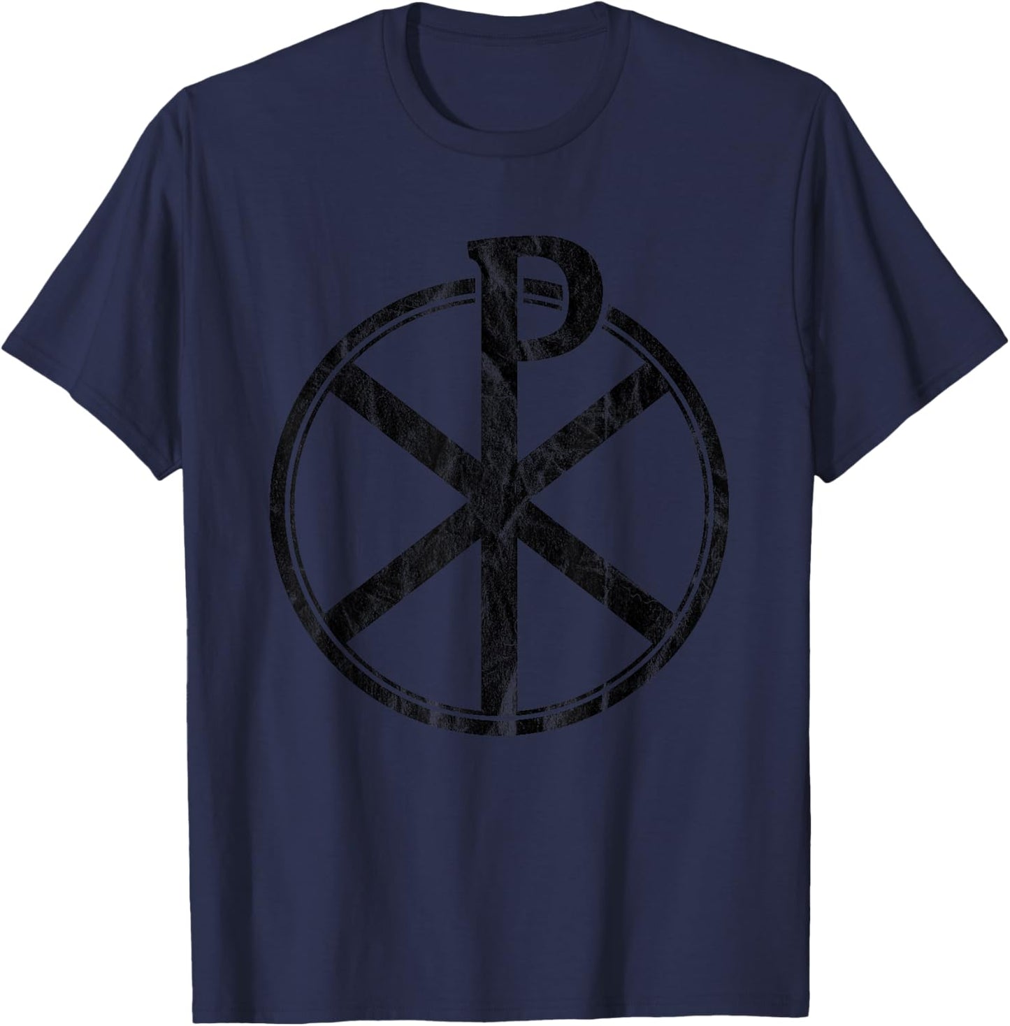 The Chi-Rho Cross - Jesus Christ Symbol - v3 vintage T-Shirt - T-Shirt | Navy