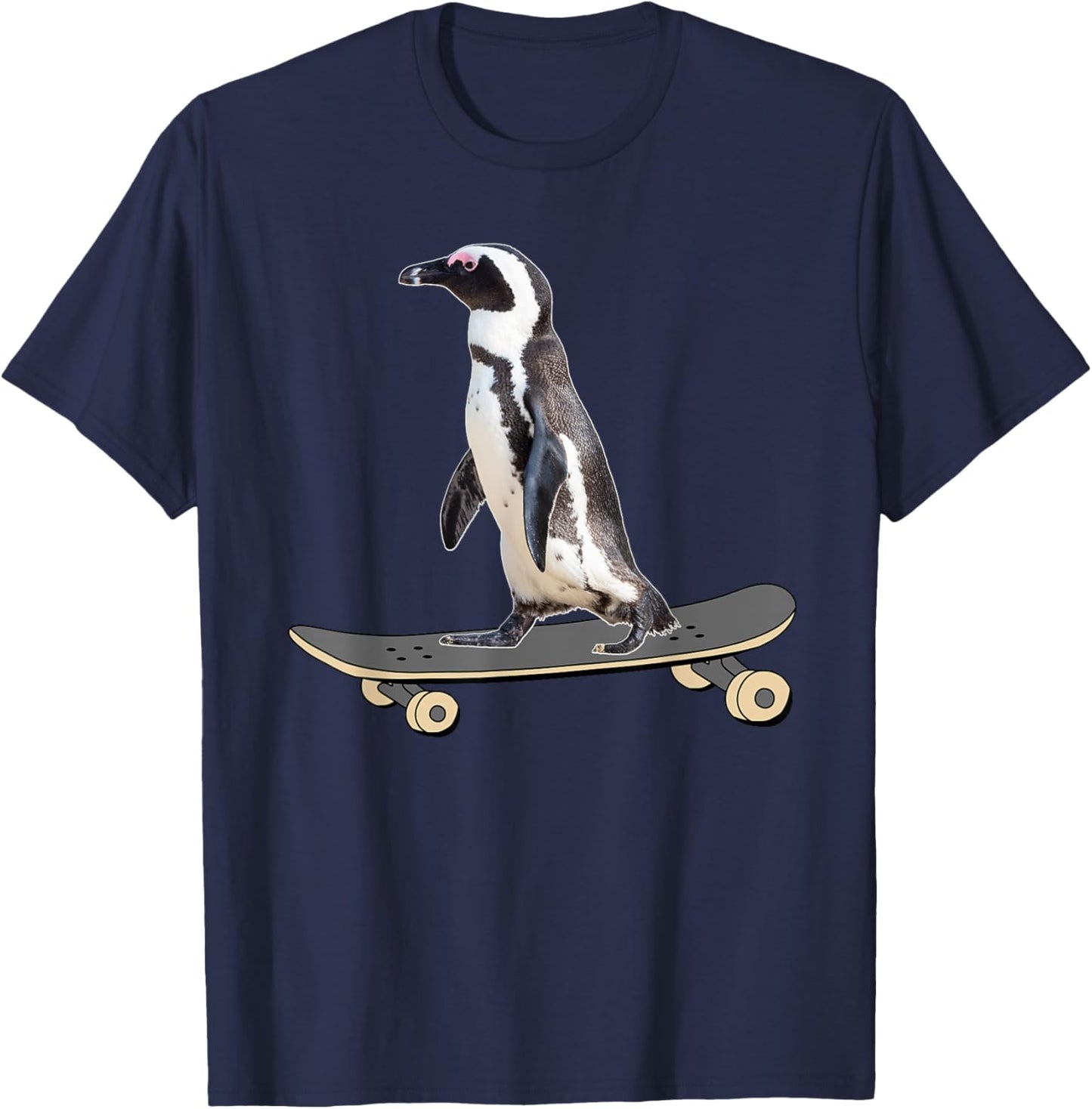Penguin on Skateboard Funny Skateboarder Penguin T-Shirt - T-Shirt | Navy