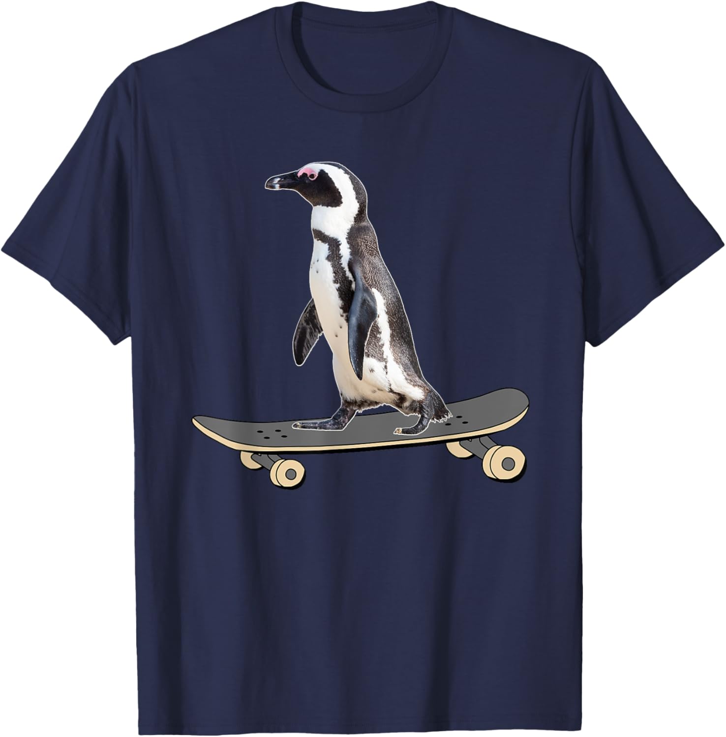 Penguin on Skateboard Funny Skateboarder Penguin T-Shirt - T-Shirt | Navy