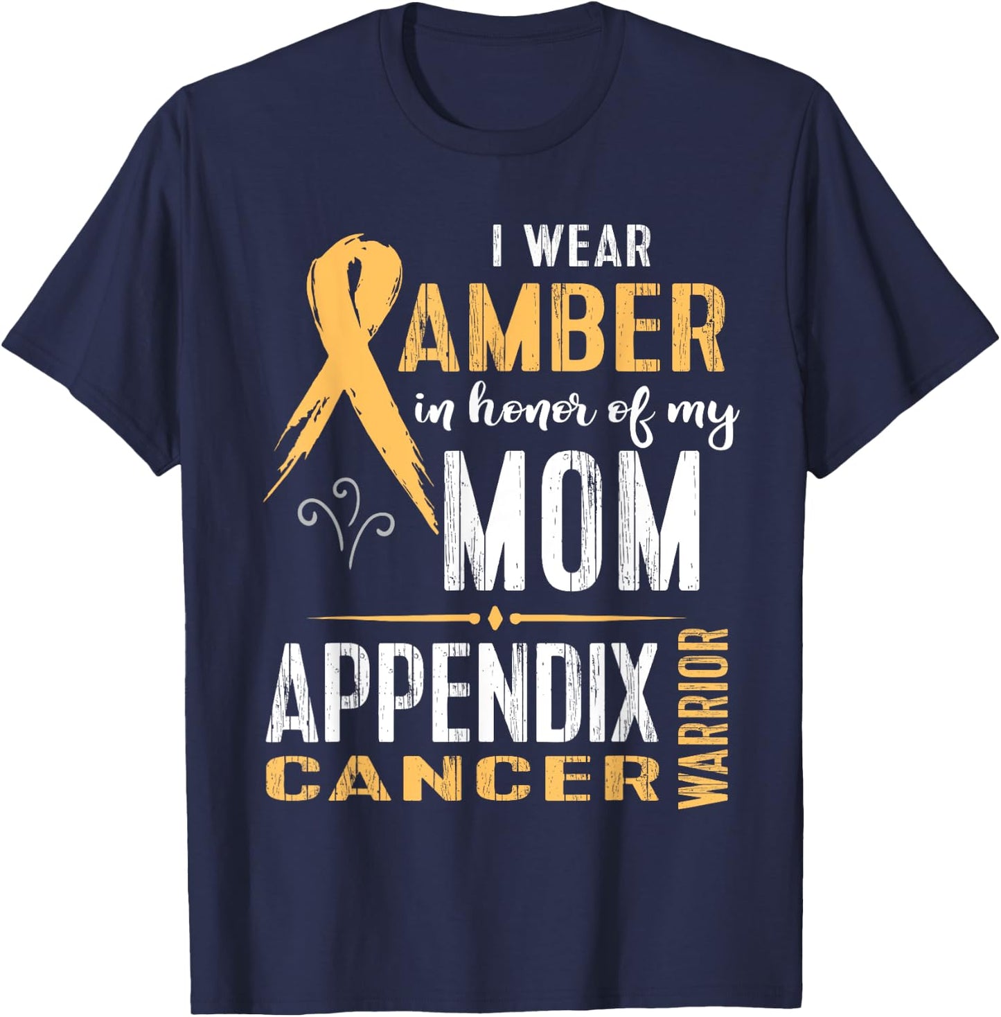 Appendix Cancer Awareness Support Mom Walk Run Cure T-Shirt - T-Shirt | Navy