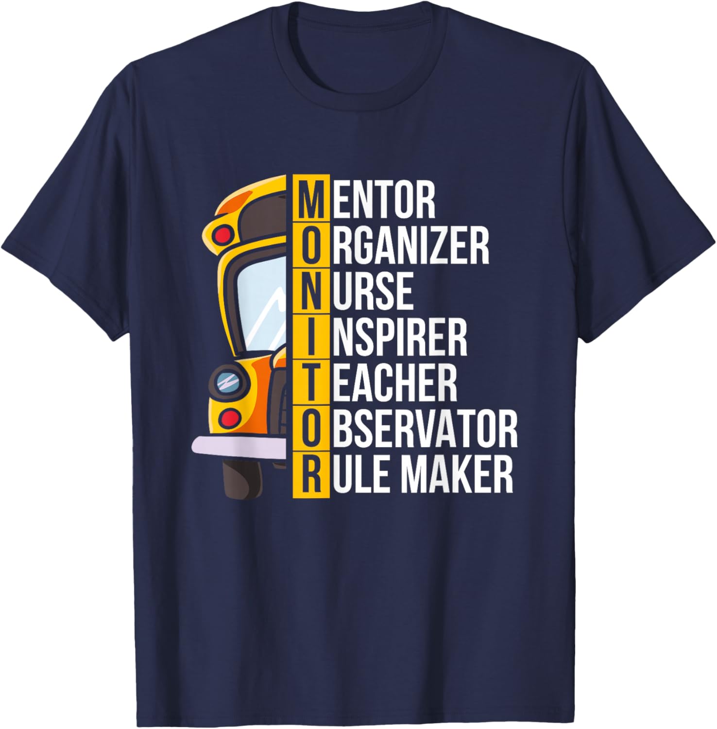 School Bus Monitor T-Shirt - T-Shirt | Navy