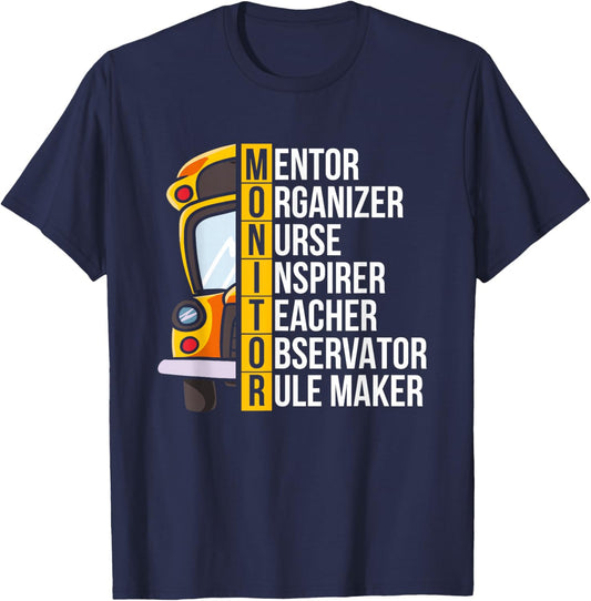School Bus Monitor T-Shirt - T-Shirt | Navy