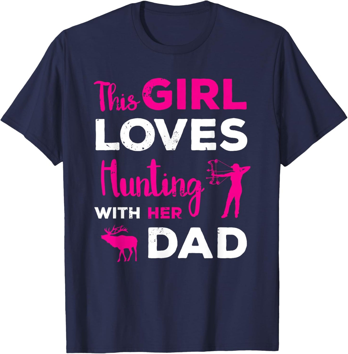 Cute Girls Hunting Gift Dad Daughter Hunting Buddy Hunter T-Shirt - T-Shirt | Navy